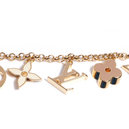 Louis Vuitton Brass Enamel Fleur De Monogram Bag Charm Chain Gold 3 of 6