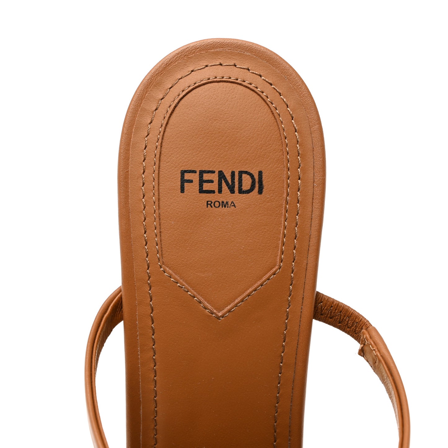 Calfskin Fendi First 95mm Slide Sandals 39 Caramello