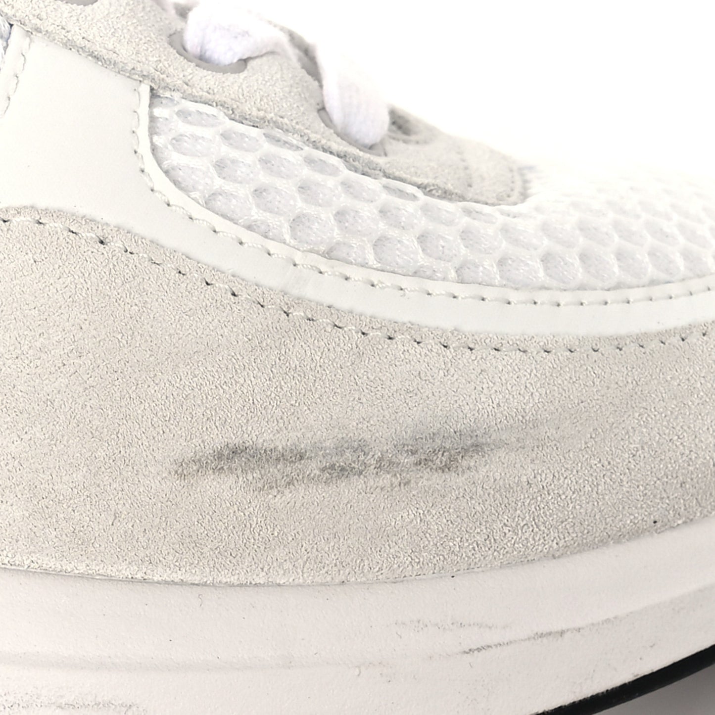 Calfskin Mesh Lycra Suede Womens Logo Sneakers 39 White