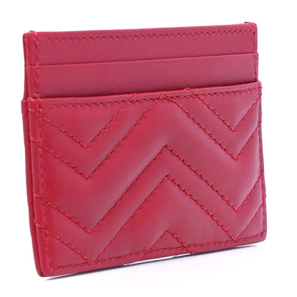 Gucci Calfskin Matelasse GG Marmont Card Holder Hibiscus Red 2 of 4