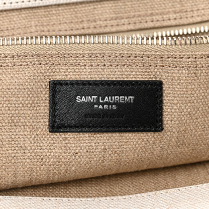 Saint Laurent Linen Calfskin Rive Gauche Tote Optic White 6 of 11