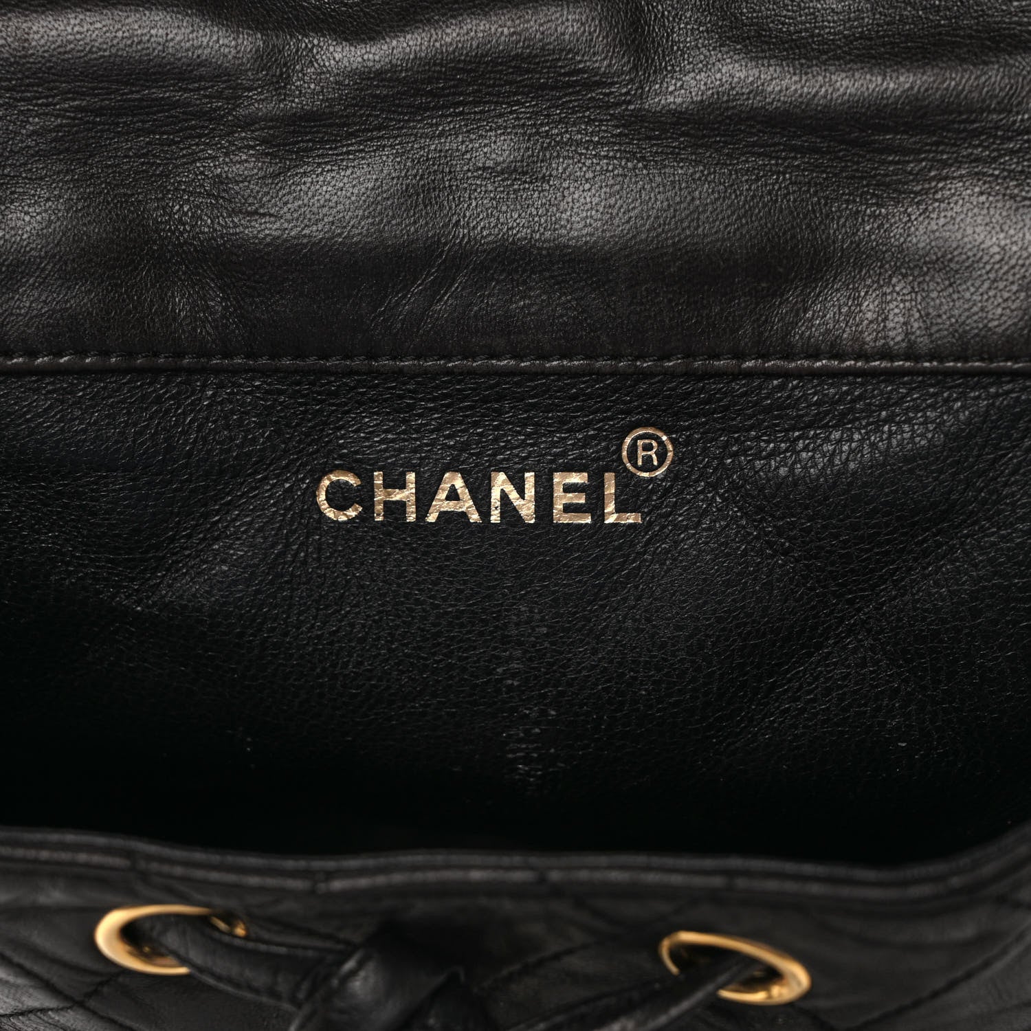 Chanel Lambskin Quilted Drawstring Backpack Black 5 of 13