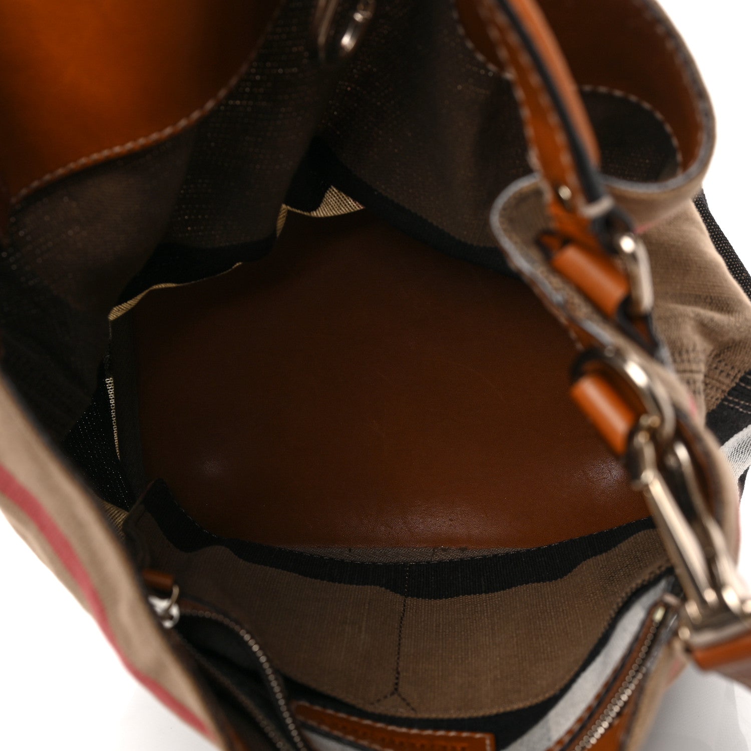 Burberry Canvas Mega Check Medium Ashby Hobo Saddle Brown 5 of 9