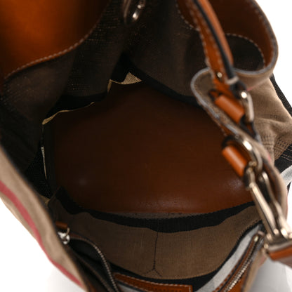 Burberry Canvas Mega Check Medium Ashby Hobo Saddle Brown 5 of 9