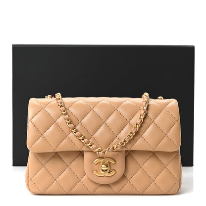 Chanel Lambskin Quilted Mini Rectangular Pearl Crush Flap Dark Beige 11 of 11