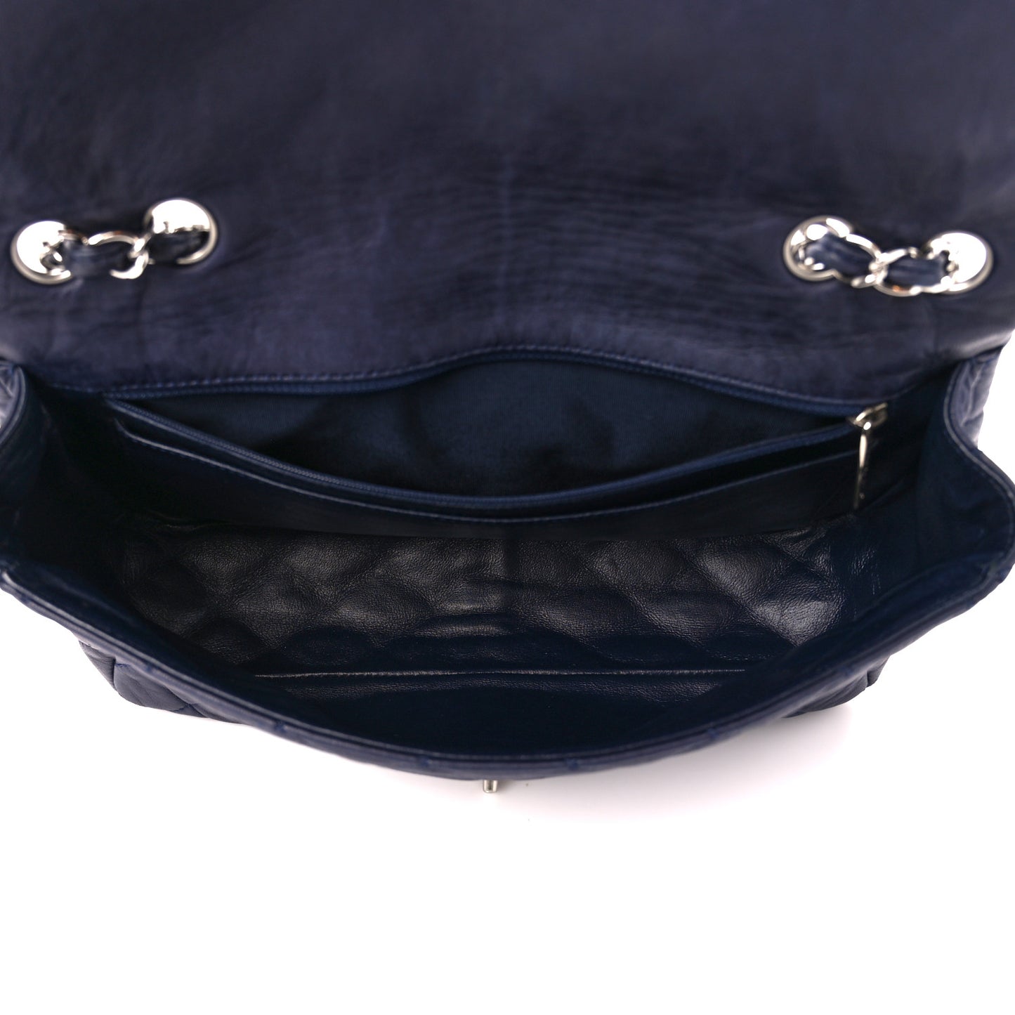 Lambskin Quilted Jumbo Single Flap Navy