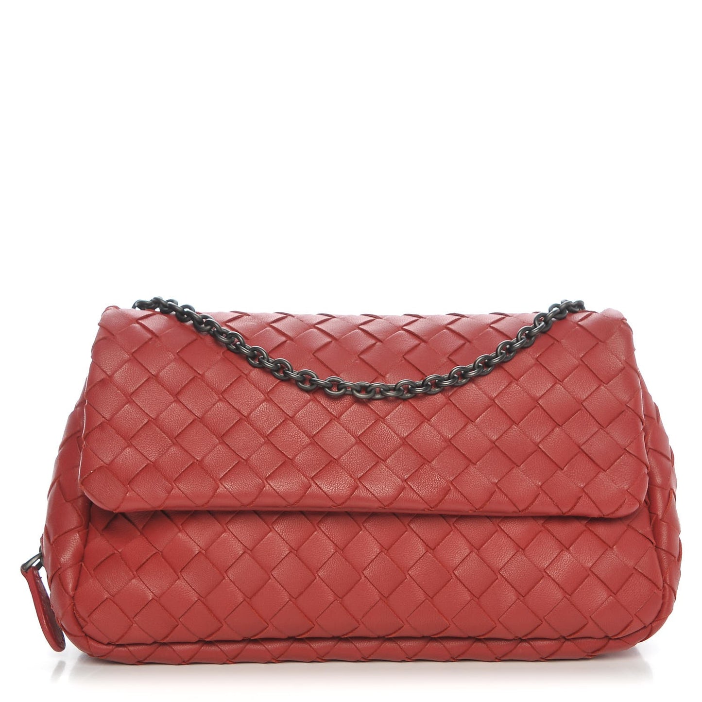 Nappa Intrecciato Mini Chain Messenger Red
