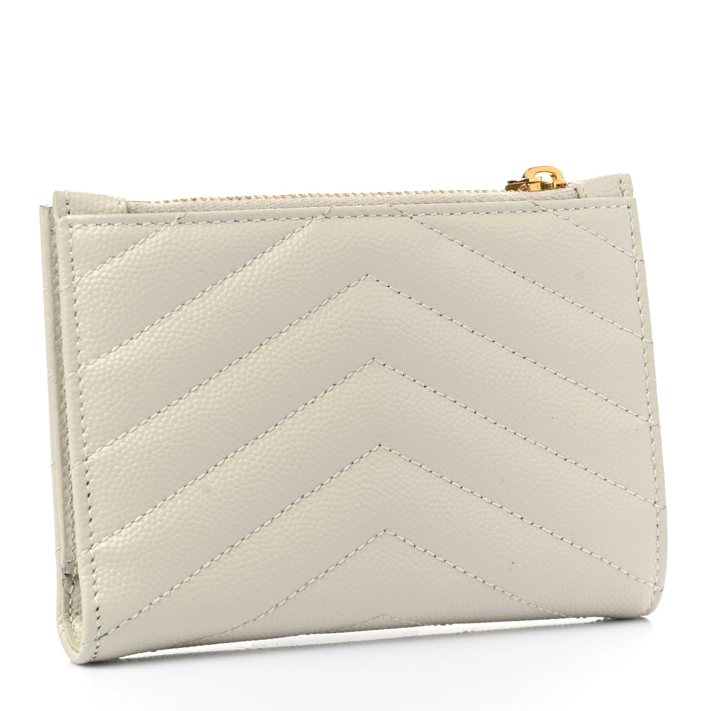 Grain De Poudre Matelasse Chevron Monogram Zipped Card Case White