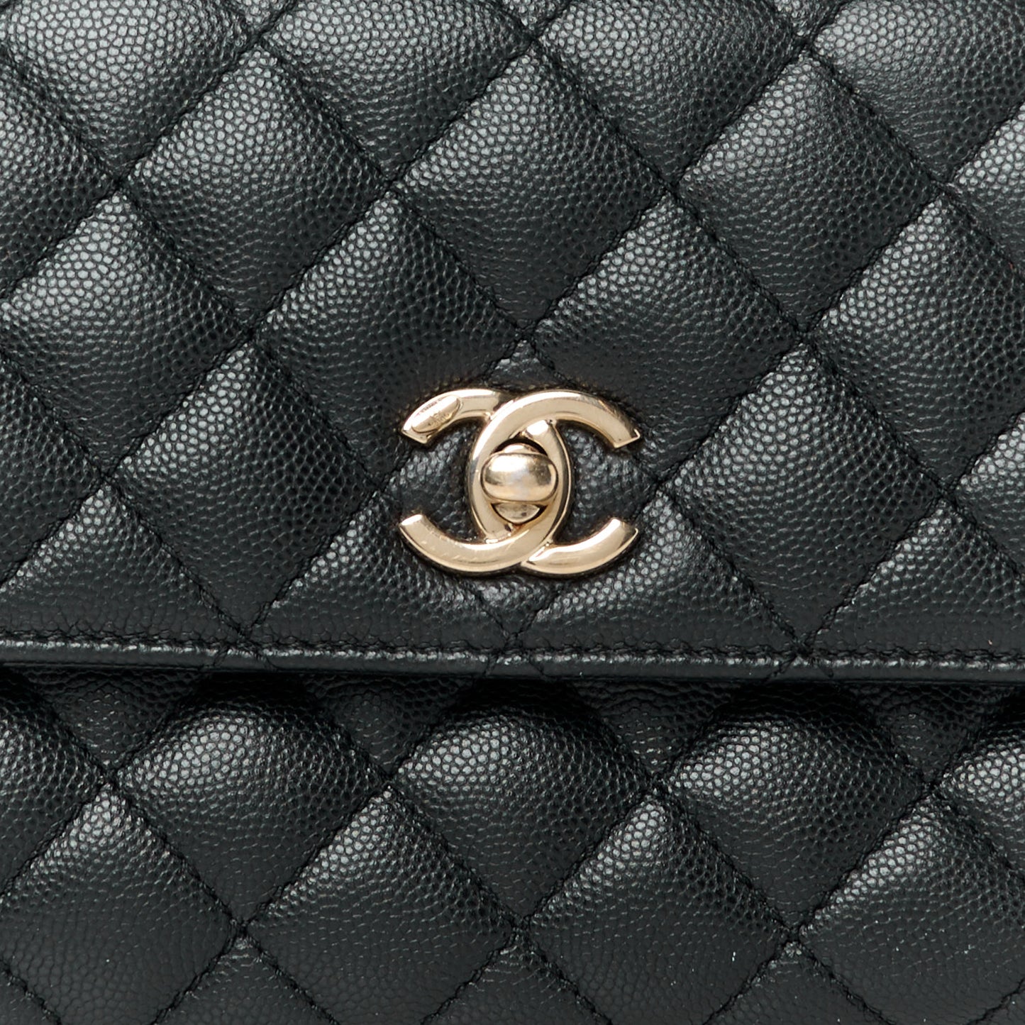 Caviar Quilted Mini Coco Handle Flap Black