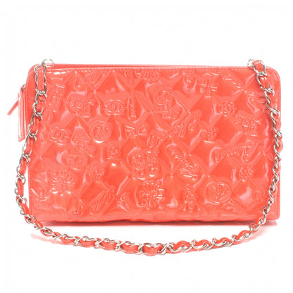 Chanel Patent Calfskin Lucky Symbols Pochette Coral 1 of 8