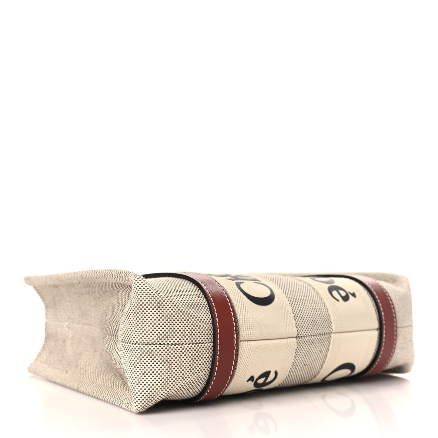 Cotton Calfskin Small Woody Ribbon Tote With Strap White Brown