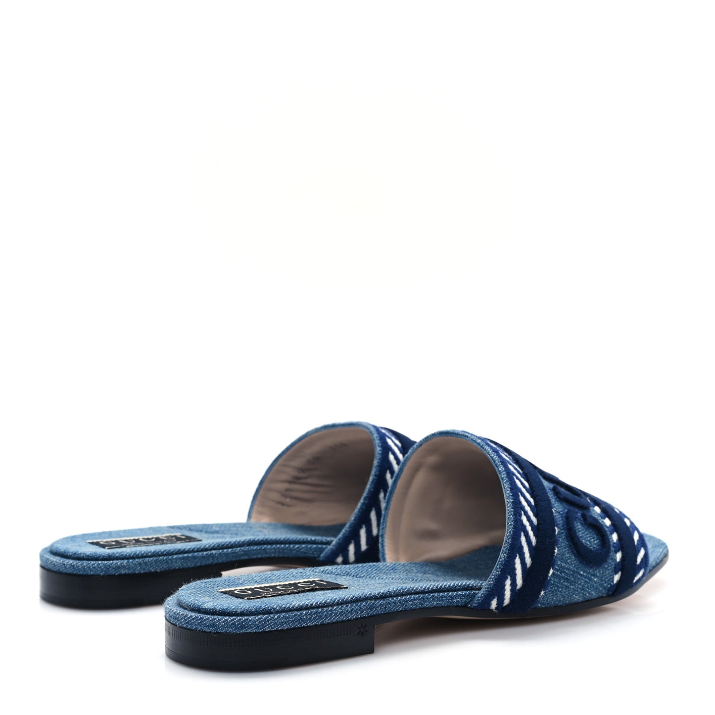 New Denim Logo Embroidered Slide Sandal 38 Light Blue