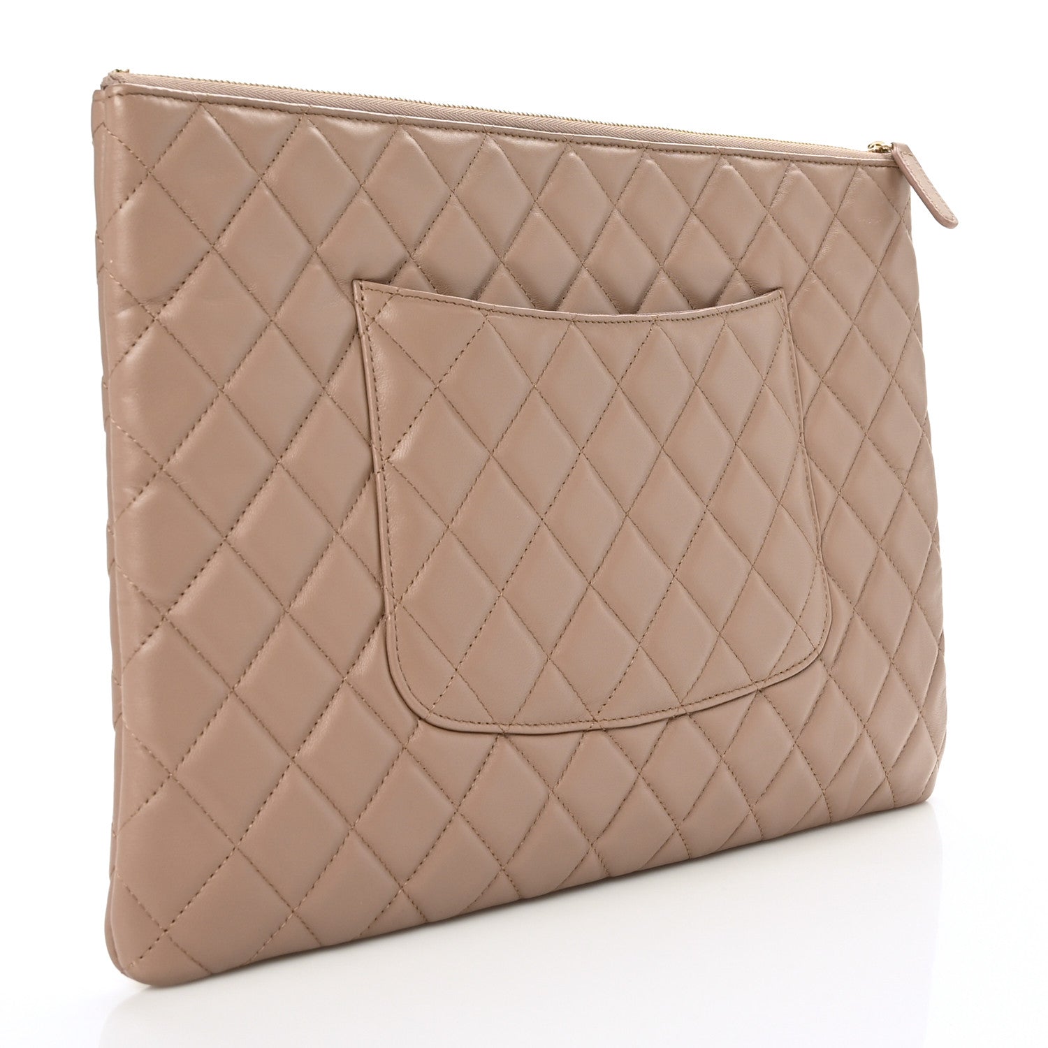 Chanel Lambskin Quilted Large Cosmetic Case Beige 2 of 8