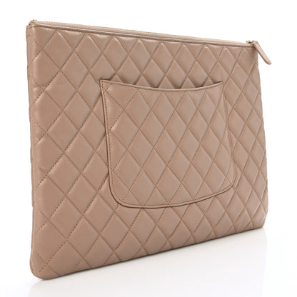 Chanel Lambskin Quilted Large Cosmetic Case Beige 2 of 8