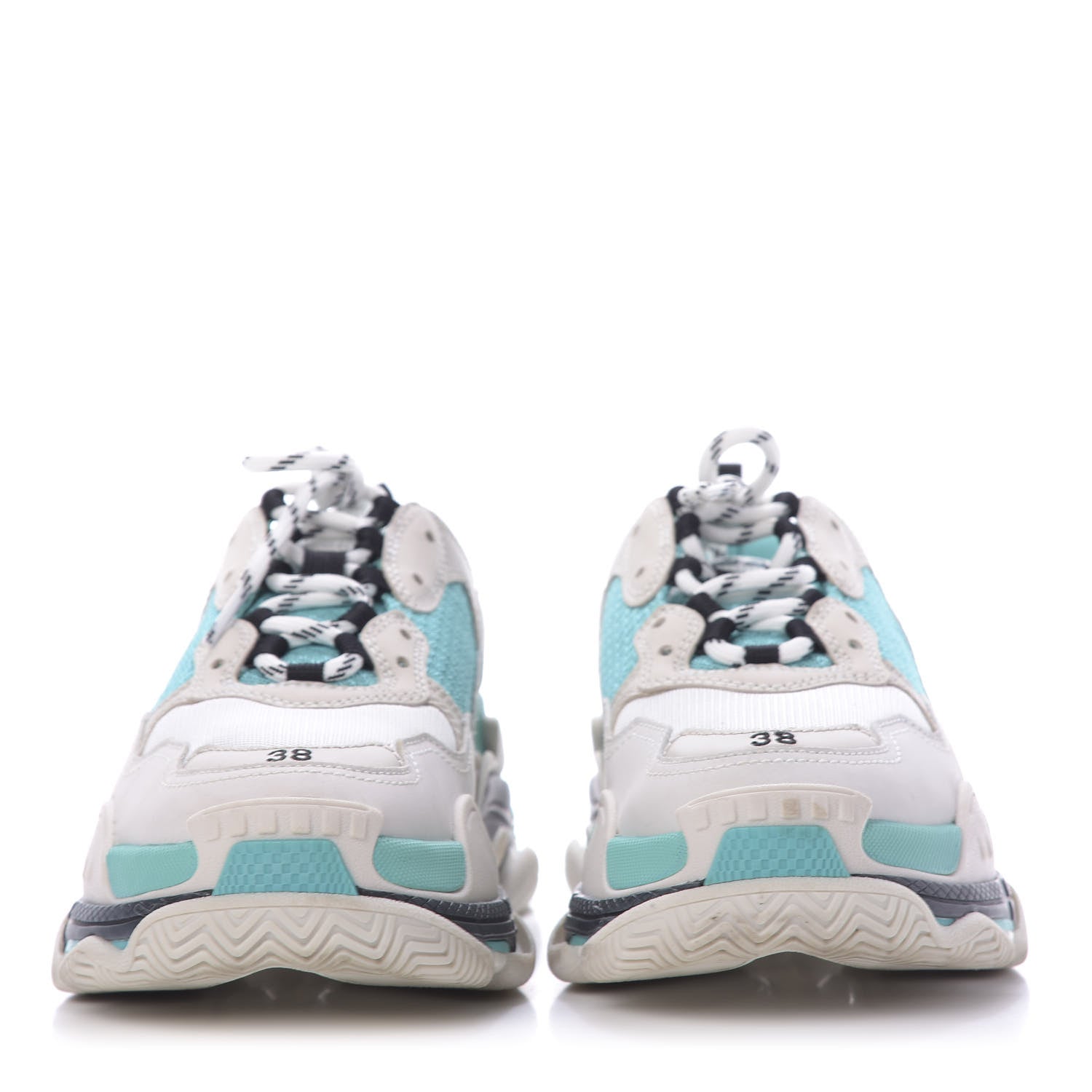Balenciaga Fabric Mesh Womens Triple S Sneakers 38 White Green Grye 2 of 10