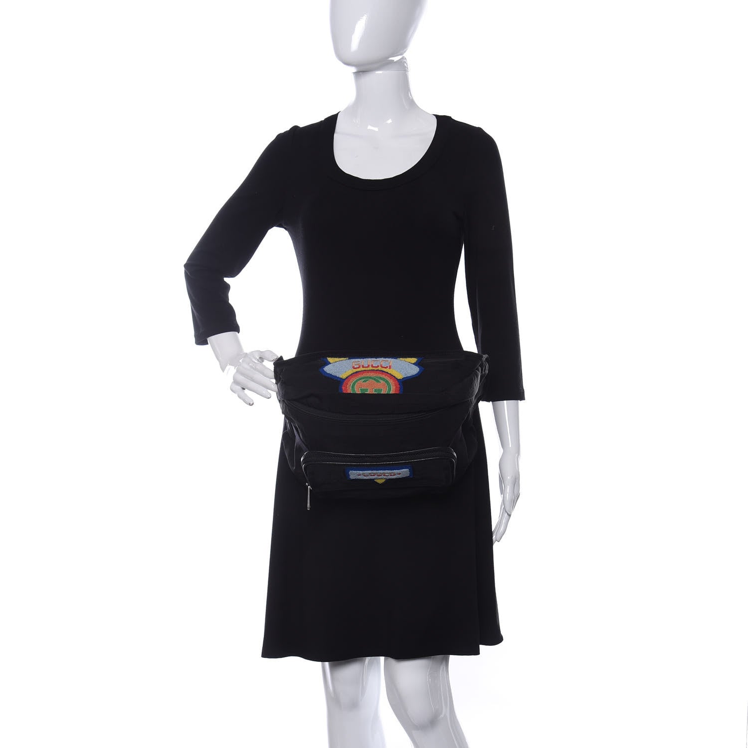 Gucci Nylon 80s Logo Patch Belt Bag Black 2 of 10