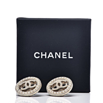 Chanel Pearl CC Round Earrings Gold 6 of 6