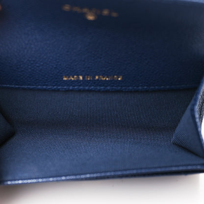 Chanel Caviar Quilted Flap Card Holder Wallet Navy Blue 5 of 10