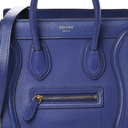 Celine Drummed Calfskin Nano Luggage Indigo 8 of 16