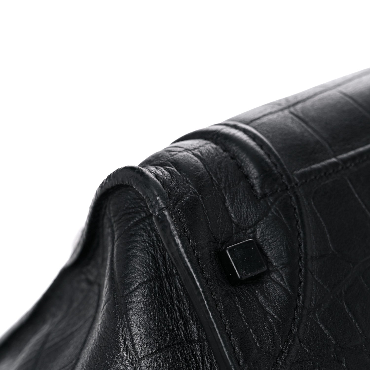 Celine Calfskin Crocodile Embossed Medium Phantom Luggage Black 9 of 28