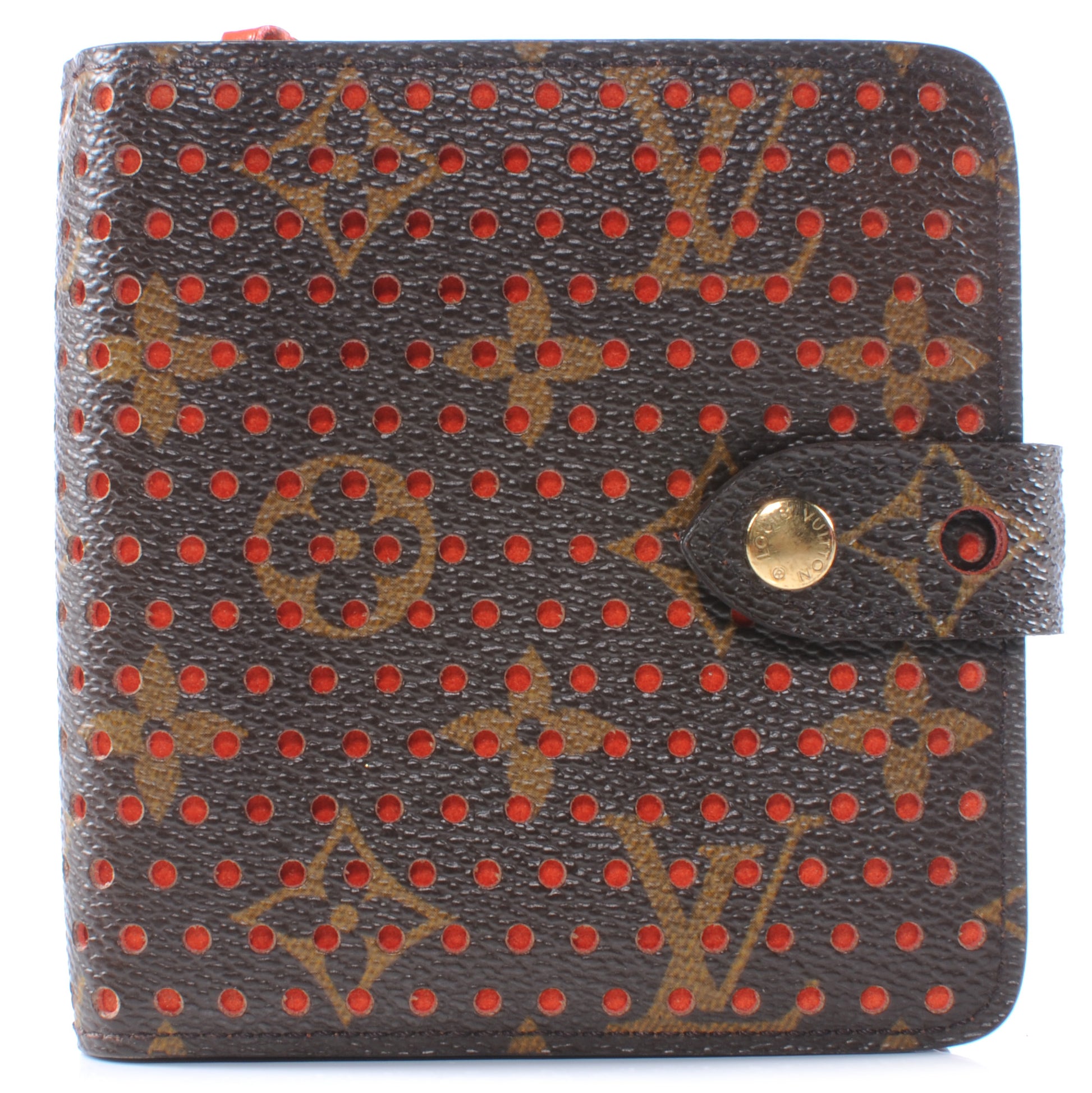 Louis Vuitton Monogram Perforated Compact Zipped Wallet Orange 1 of 7
