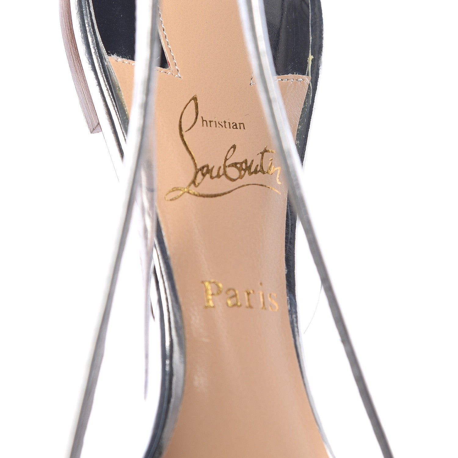 Christian Louboutin Specchio PVC V Dec Slingback Flats 36.5 Silver 7 of 8
