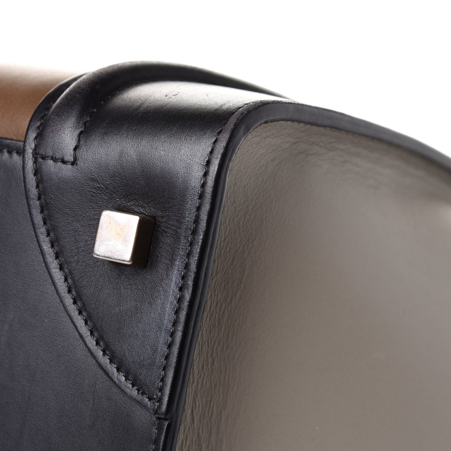 Satin Calfskin Mini Tri-Color Luggage Dark Grey