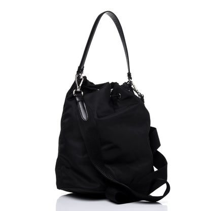 Prada Tessuto Nylon Saffiano Smalto Mini Bucket Crossbody Bag Black 4 of 12