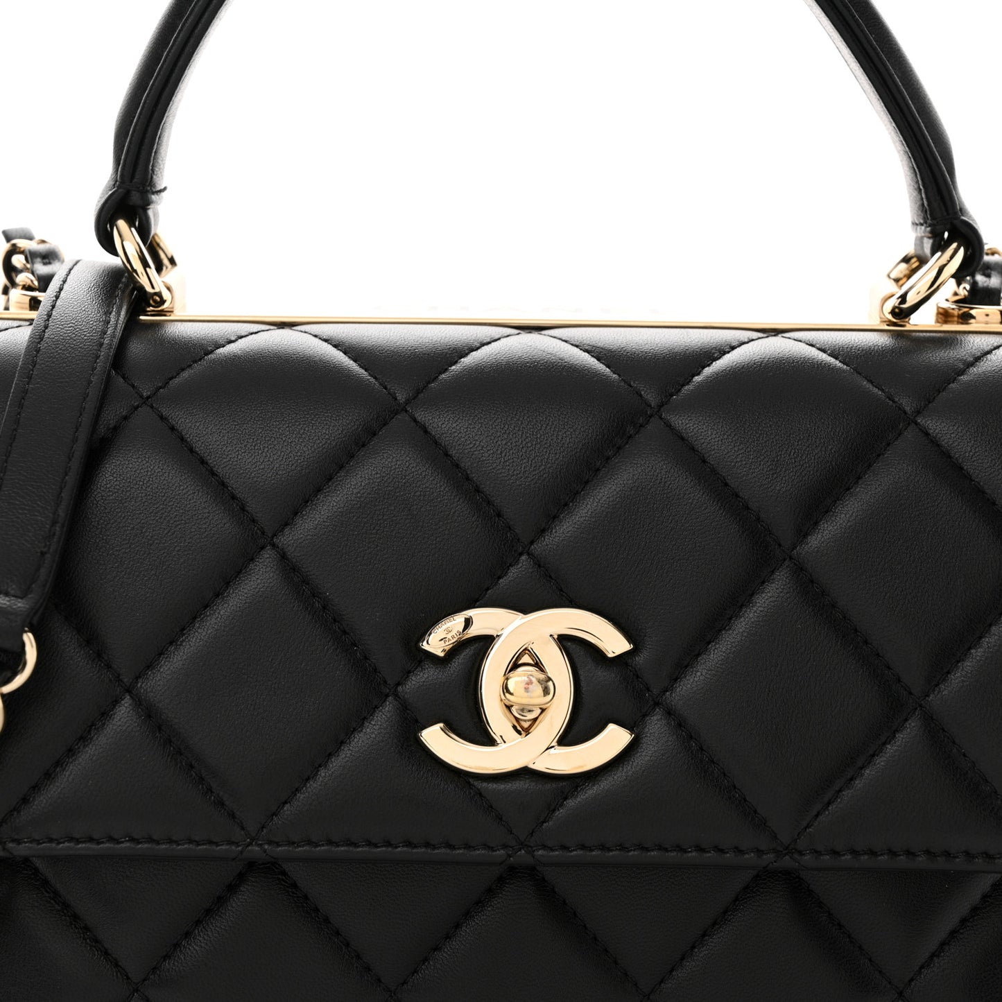 Lambskin Quilted Small Trendy CC Dual Handle Flap Bag Black