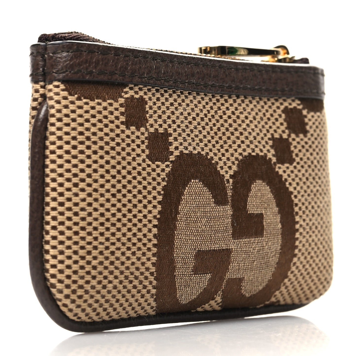 Monogram Jumbo GG Textured Dollar Calfskin Ophidia Key Case Camel Ebony New Acero