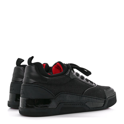 Christian Louboutin Calfskin Tisse Serre Patent Neoprene Aurelien Flat Sneakers 45.5 Black 4 of 10