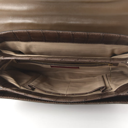 Valentino Garavani Crocodile Triple Handle Satchel Brown 4 of 9