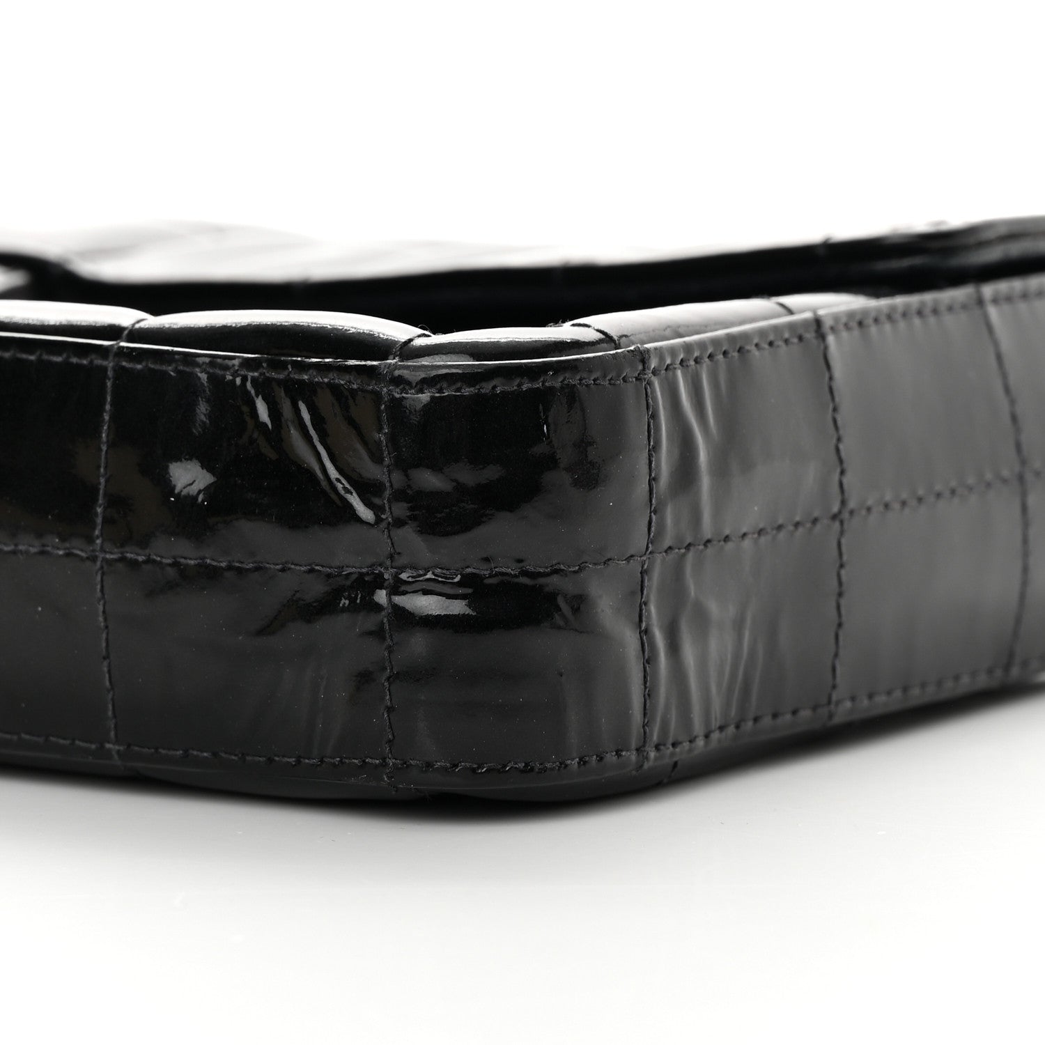 Chanel Patent Quilted East West Chocolate Bar Flap Black 10 of 14
