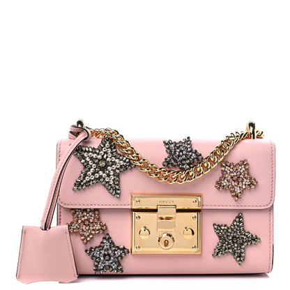 Gucci Calfskin Crystal Star Embroidered Small Padlock Shoulder Bag Perfect Pink Multicolor 1 of 10
