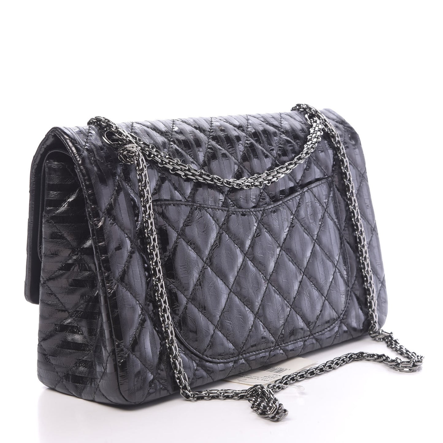 Metallic Calfskin Striped 2.55 Reissue 227 Flap Black
