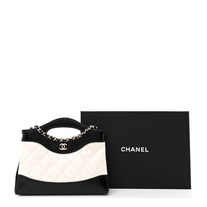 Chanel Shiny Crumpled Calfskin Quilted Nano 31 Shopping Bag White Black 11 of 11