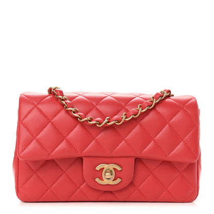 Chanel Lambskin Quilted Mini Rectangular Flap Red 1 of 9