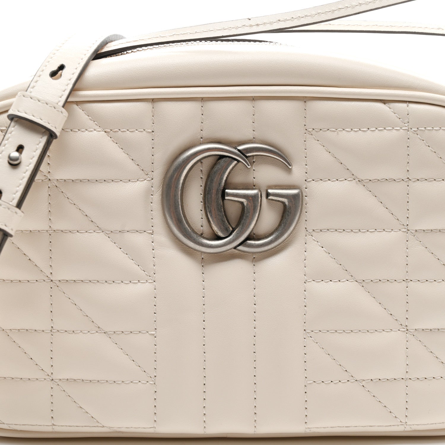 Gucci Calfskin Matelasse Aria Small GG Marmont Chain Shoulder Bag Mystic White 8 of 10
