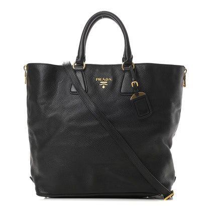 Prada Vitello Daino Side Zip Tote Black 1 of 12