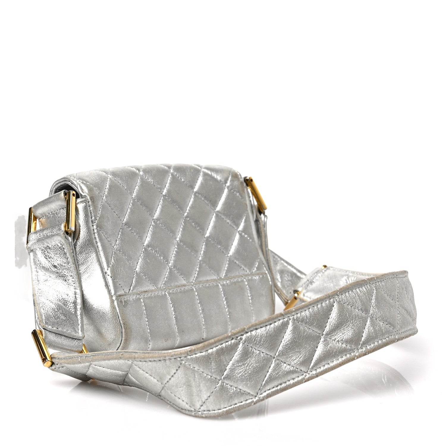 Chanel Metallic Lambskin Quilted Micro Flap Silver 3 of 8