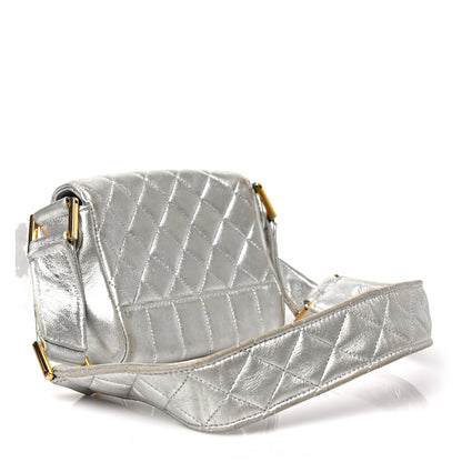 Chanel Metallic Lambskin Quilted Micro Flap Silver 3 of 8