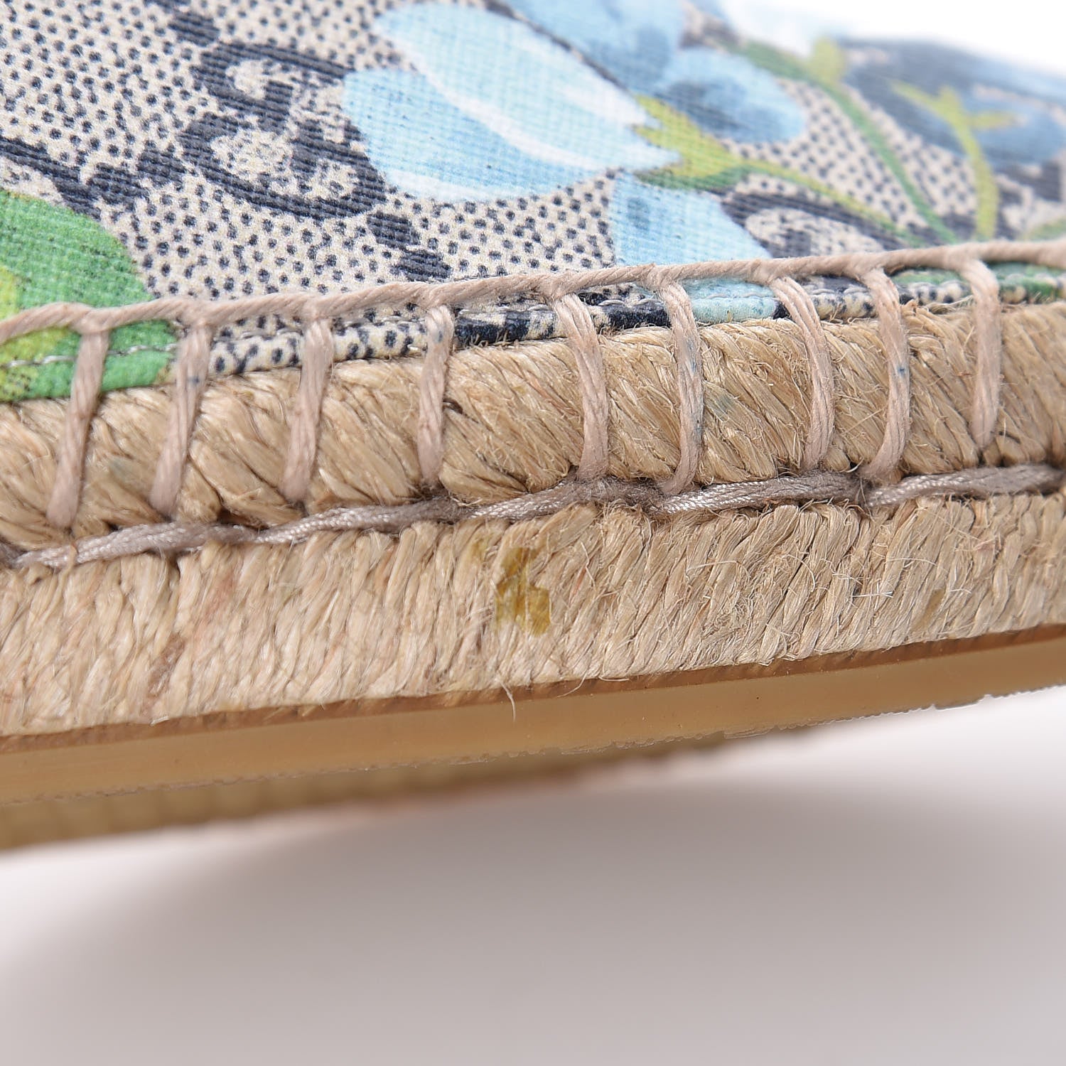 Gucci GG Supreme Monogram Blooms Espadrilles 36 Beige Blue Navy Hibiscus Red 9 of 10