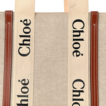 Chloe Cotton Calfskin Medium Woody Ribbon Tote White Brown 10 of 13