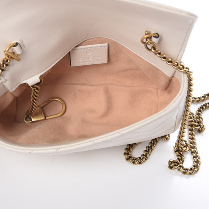 Gucci Calfskin Matelasse Super Mini GG Marmont Shoulder Bag White 5 of 9