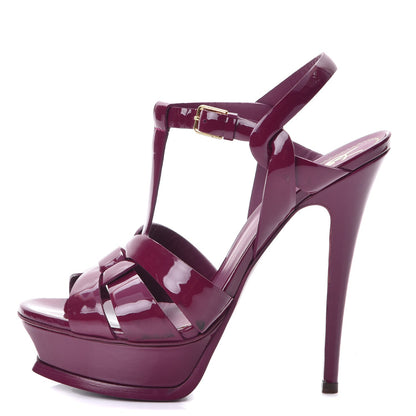 Saint Laurent Patent Tribute 105 Platform Sandals 37.5 Cherry 1 of 15