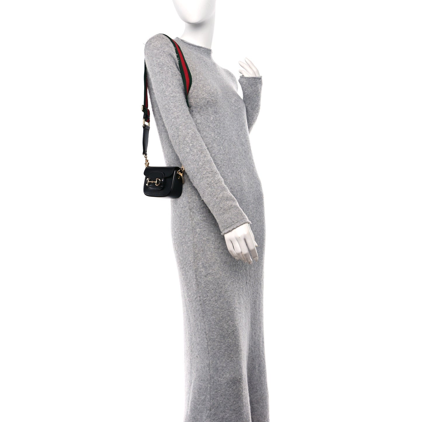 Azalea Calfskin Web Horsebit 1955 Wallet On Strap Black