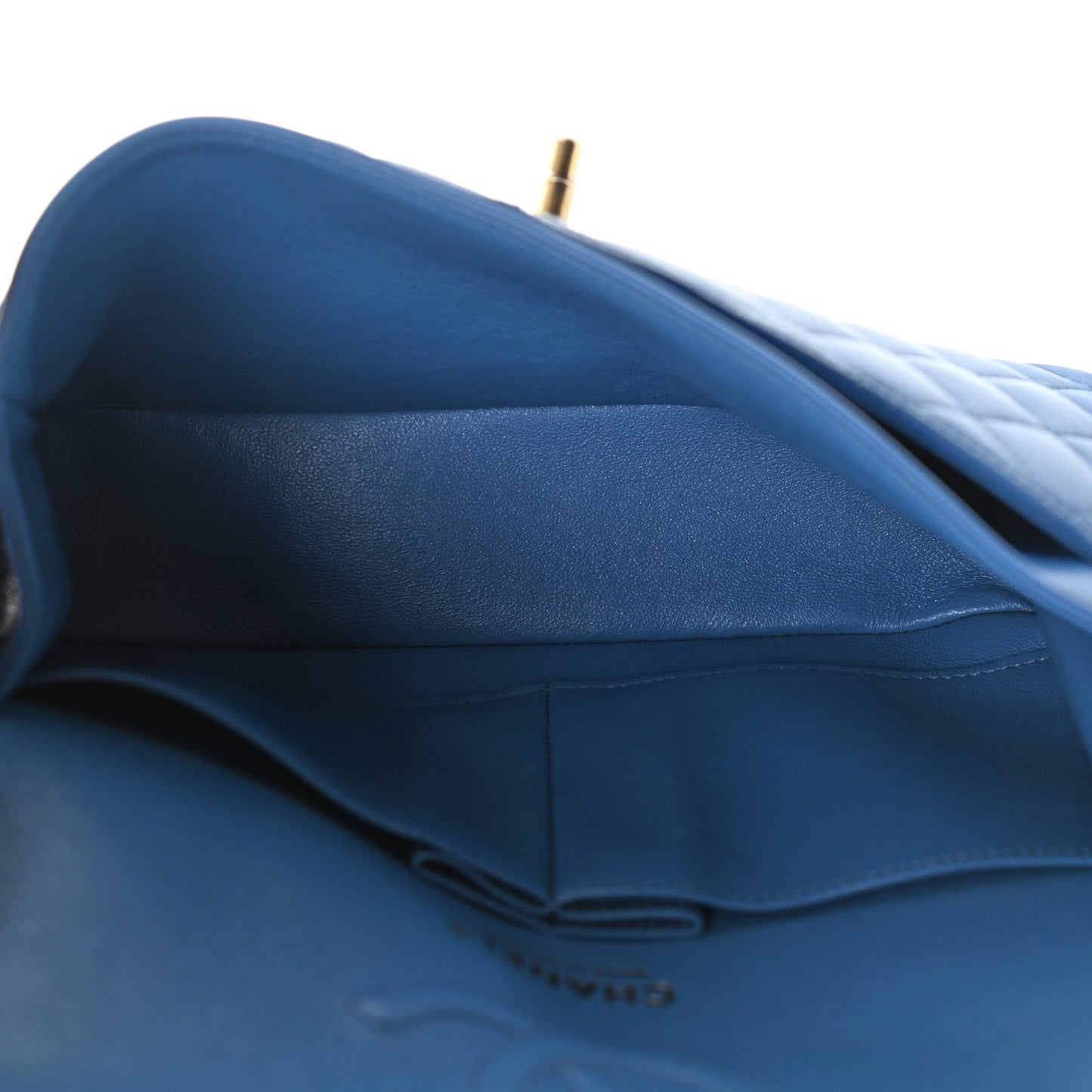 Lambskin Quilted Small Double Flap Blue