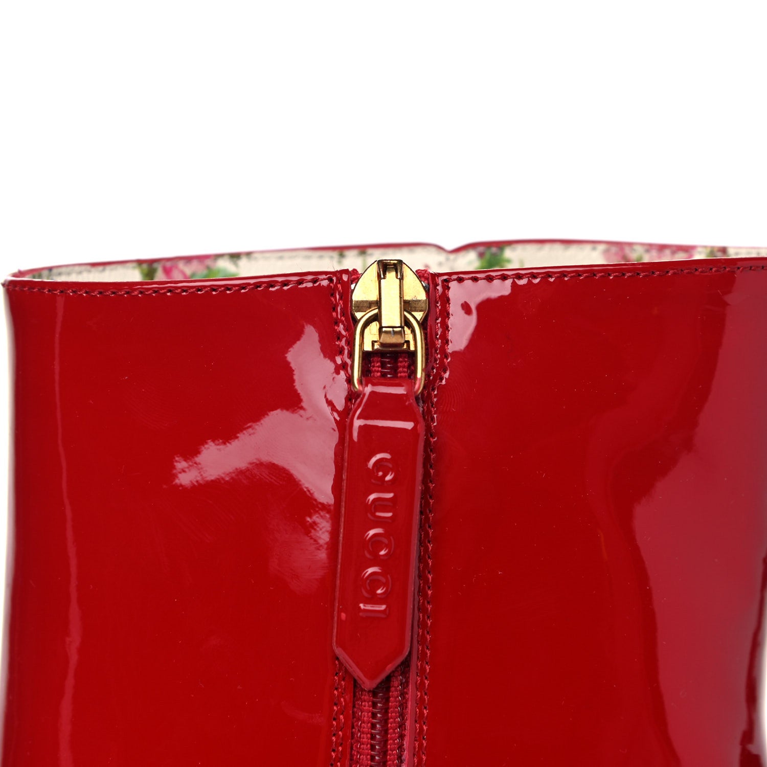 Gucci Patent Calfskin GG Lois Bee Ankle Booties 40 Red 9 of 10