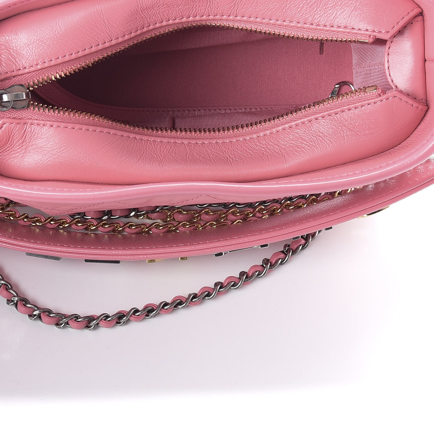 Aged Calfskin Quilted Small Gabrielle Logo Hobo Rose