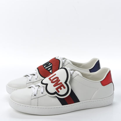 Gucci Calfskin Ayers Web Blind for Love Embroidered Womens Ace Sneakers 36.5 White 2 of 10